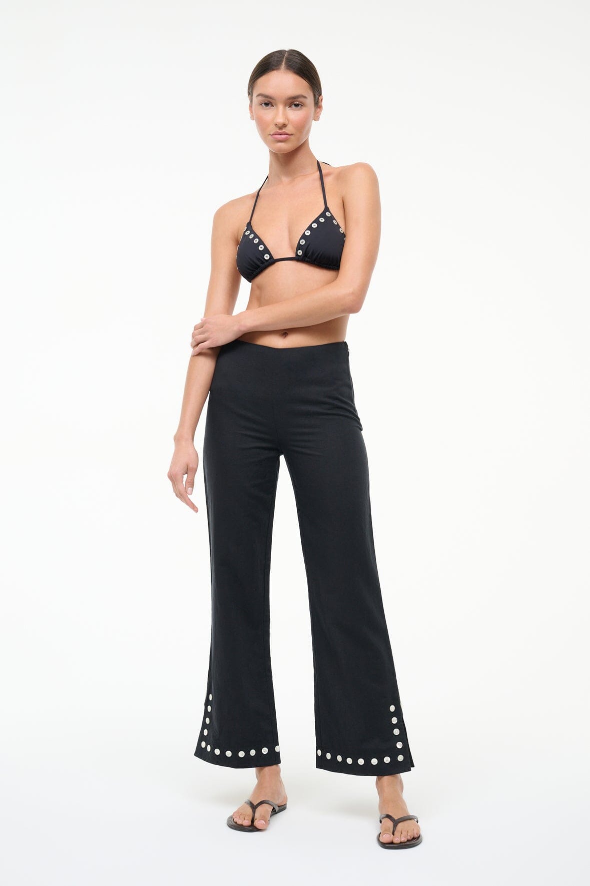 PIHA LINEN COVERUP PANT | BLACK