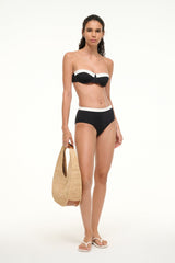 DEVON HIGH RISE BIKINI BOTTOM | BLACK WHITE